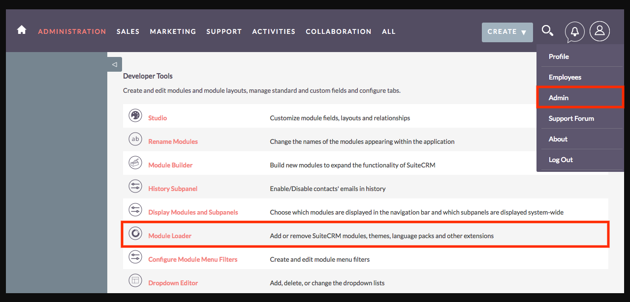 SuiteCRM-Admin-Menu.png