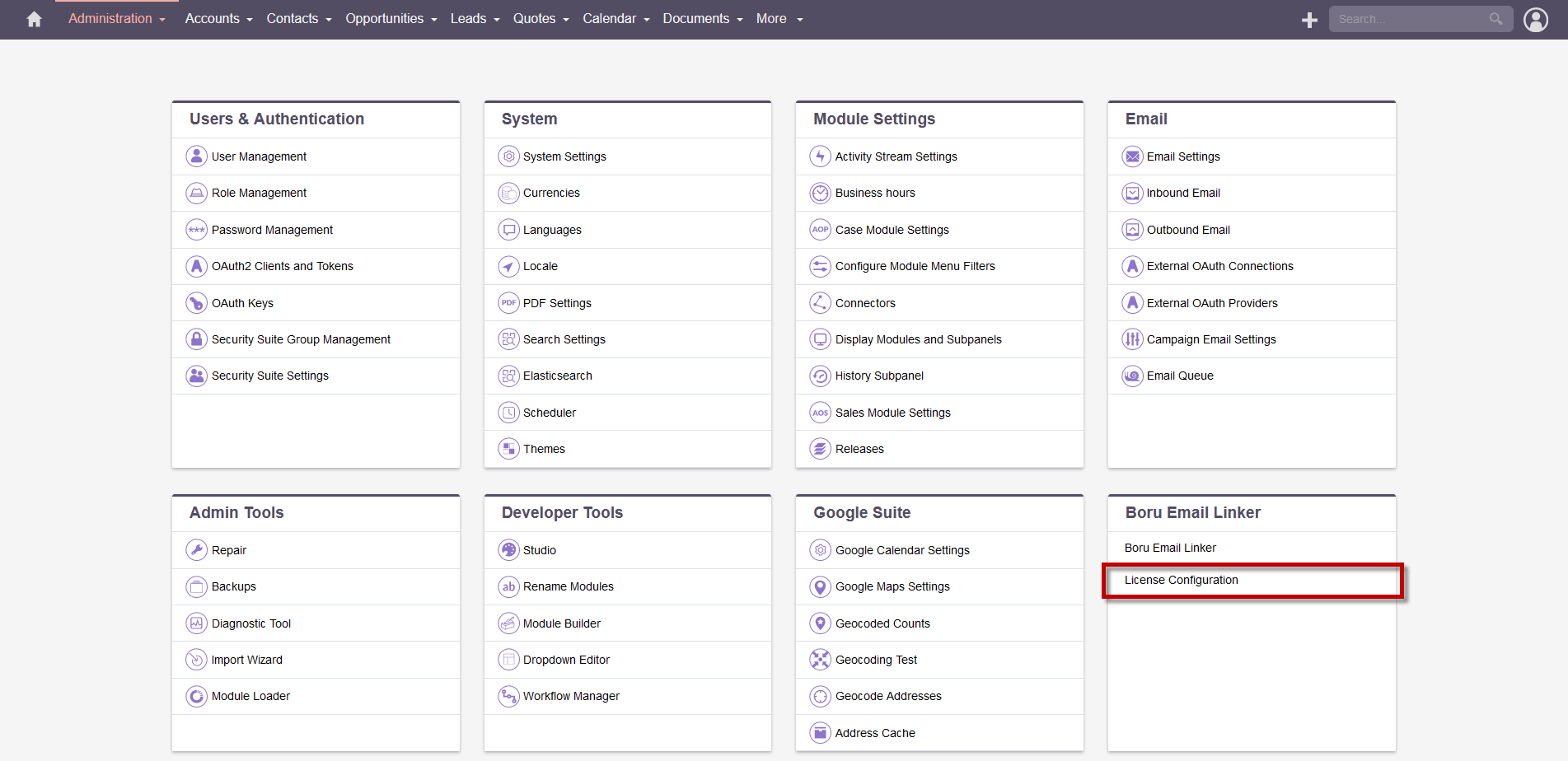 Admin Menu