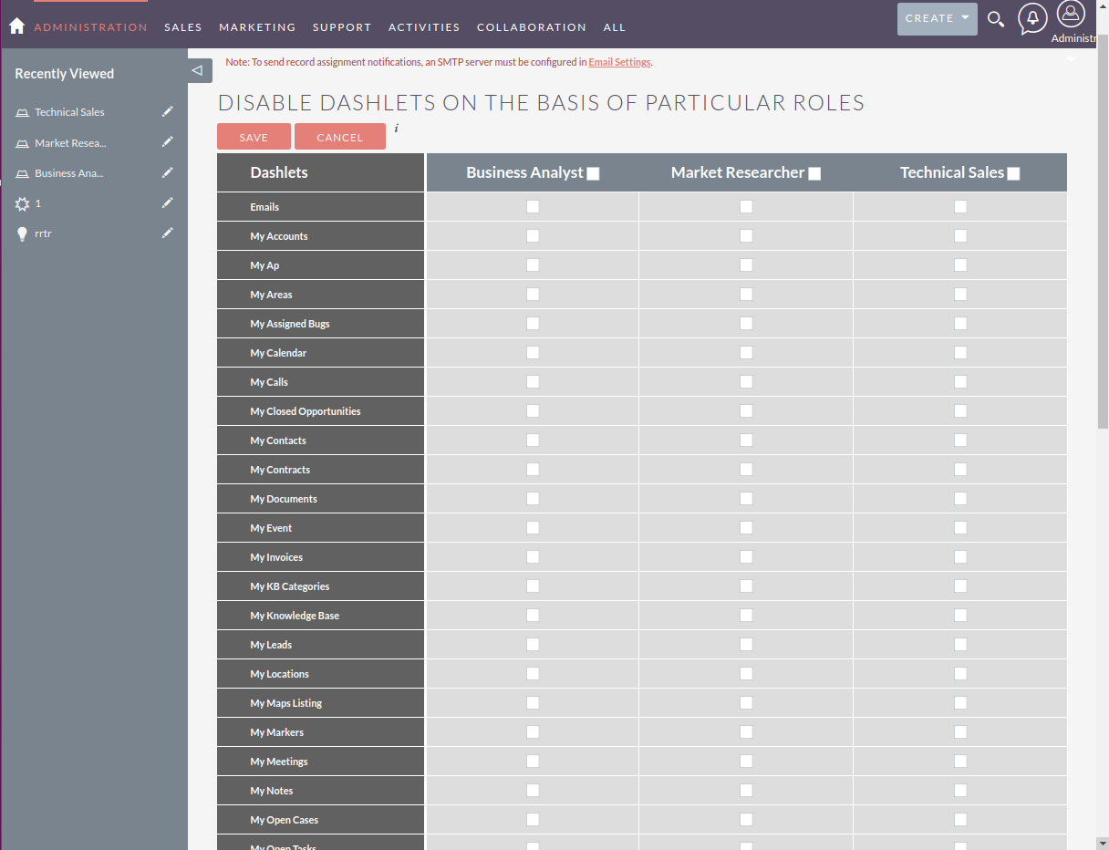 View of Dashlets and Roles on Administration.png