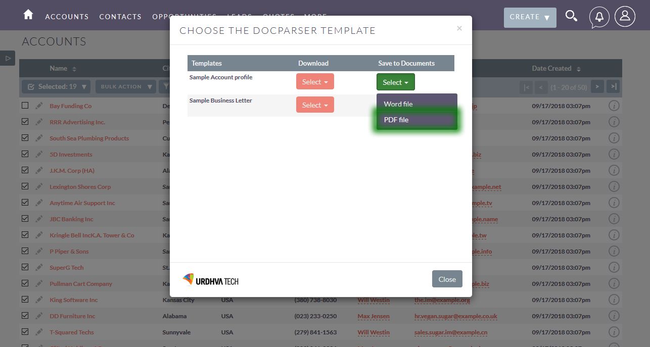 DocParser Save to Documents from ListView