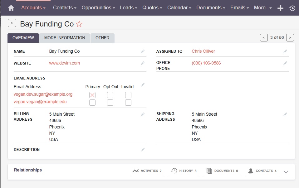 Accounts DetailView with Documents subpanel Accounts DetailView with Documents subpanel