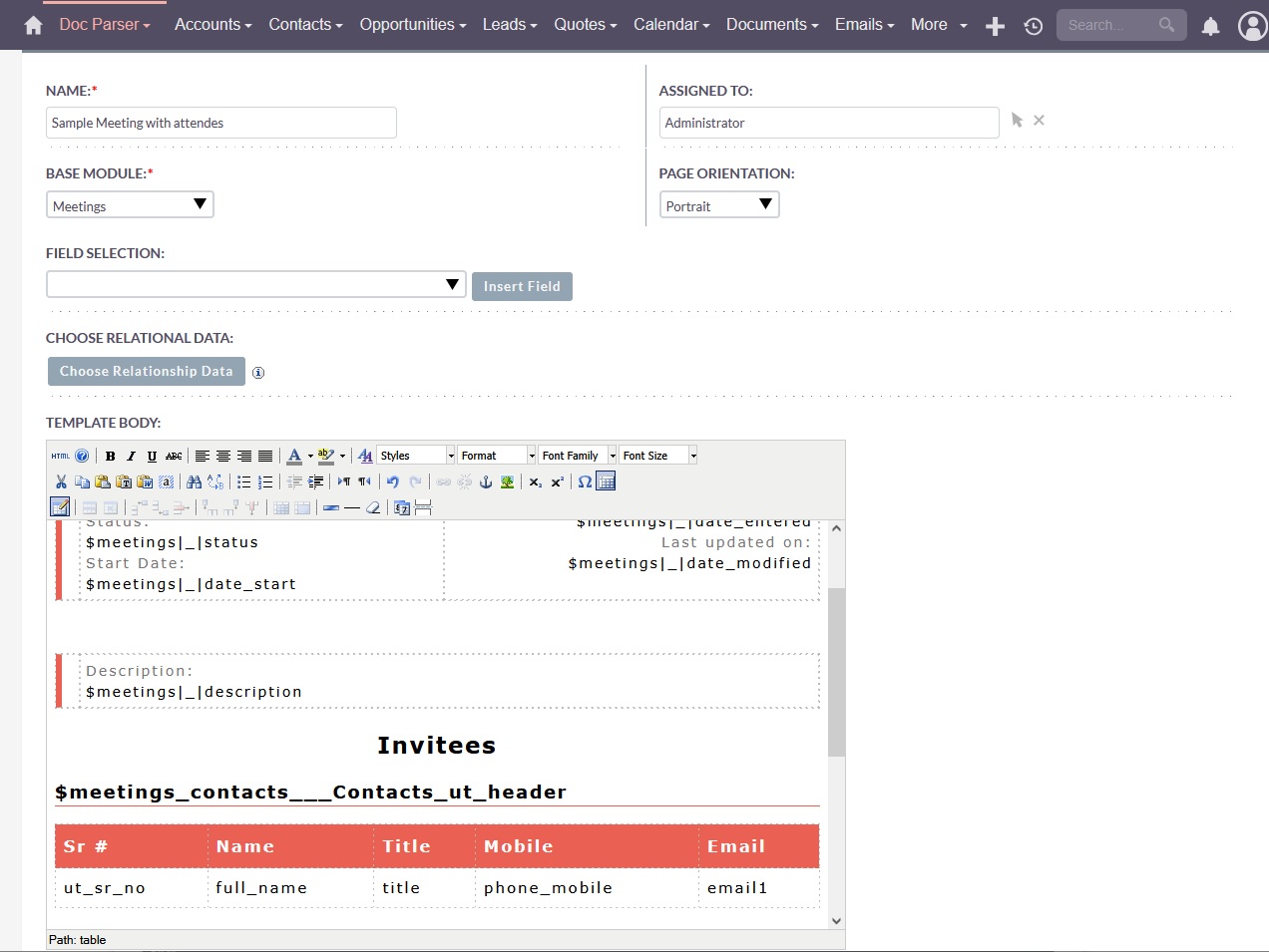 DocParser add table DocParser add table