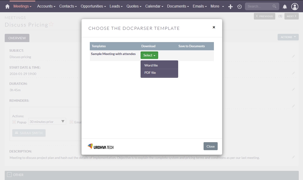 DocParser select template to download PDF/Doc DocParser select template to download PDF/Doc