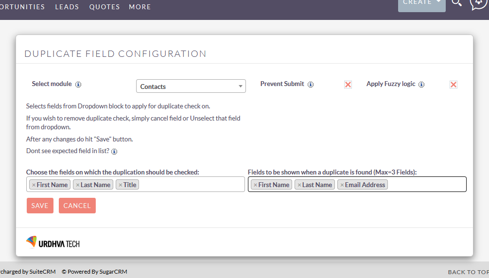 DupDetector Field Selection