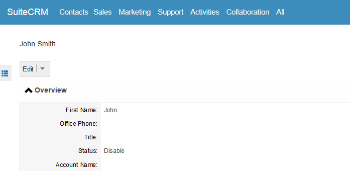 SuiteCRM Detailview