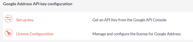 License Configuration for Google Address