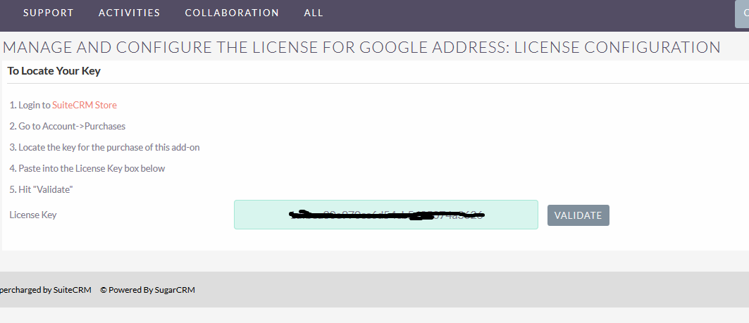 Validate License for Google autocomplete address