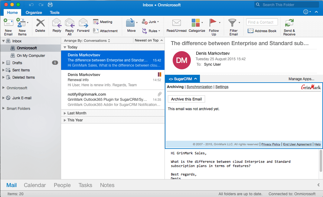 apple mail to outlook for mac 2016