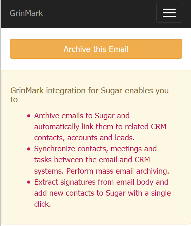 Outlook archive email to SuiteCRM
