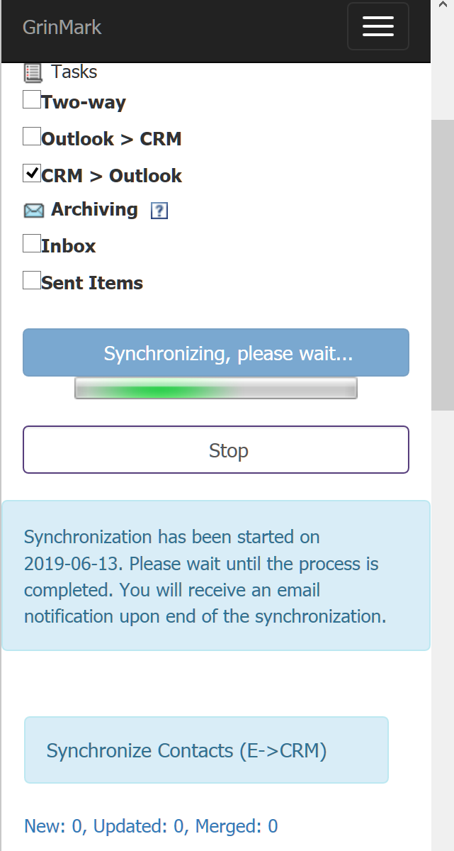 Sync in progress