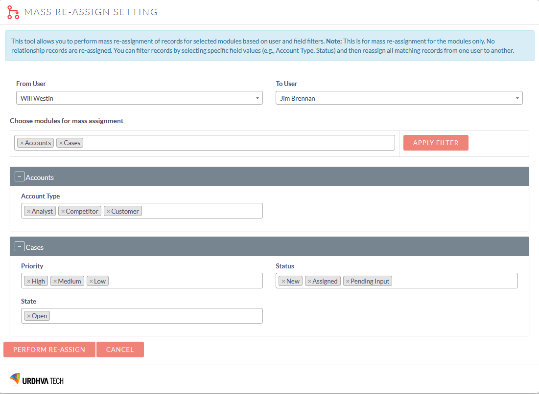 SuiteCRM Mass-Reassign configuration