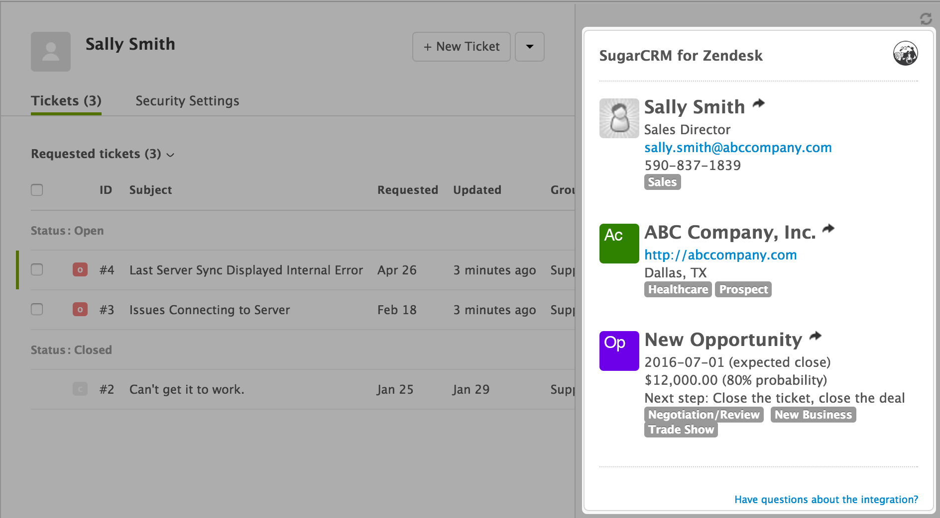 View SuiteCRM Data Inside Zendesk