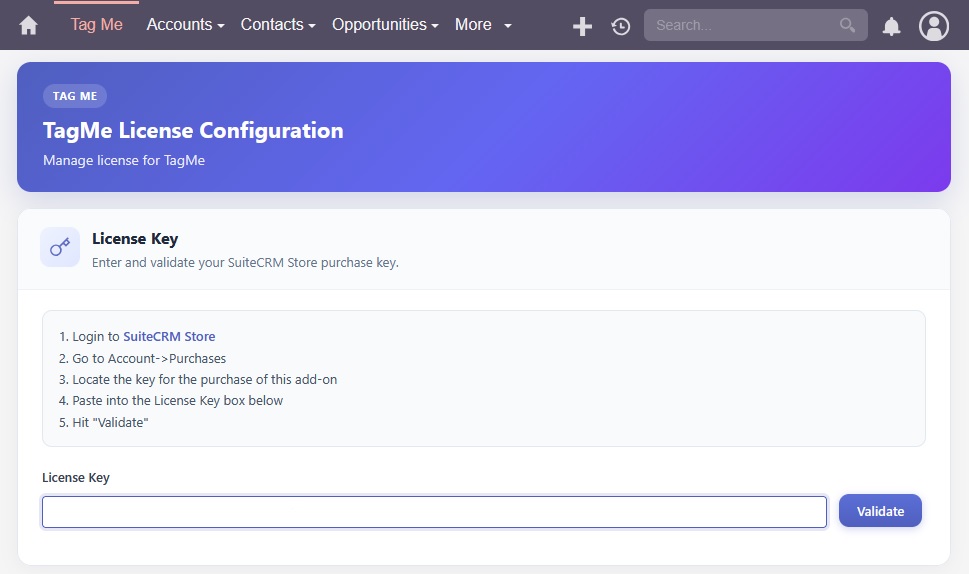 Provide license key