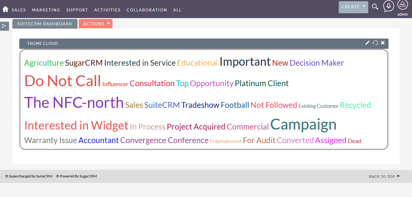 tag management dashlet for SuiteCRM