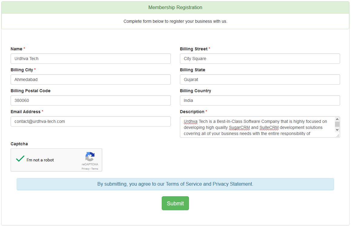 Custom webform for SuiteCRM