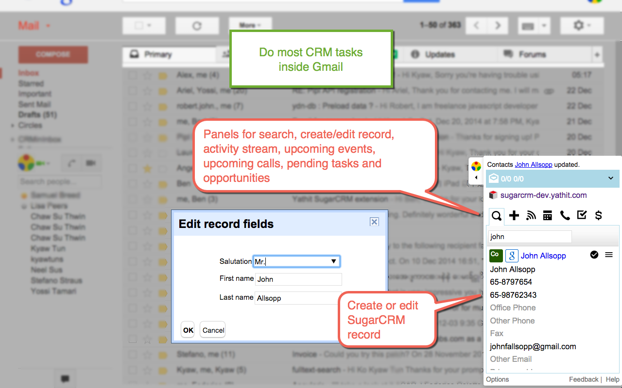 gmail sugarcrm chrome