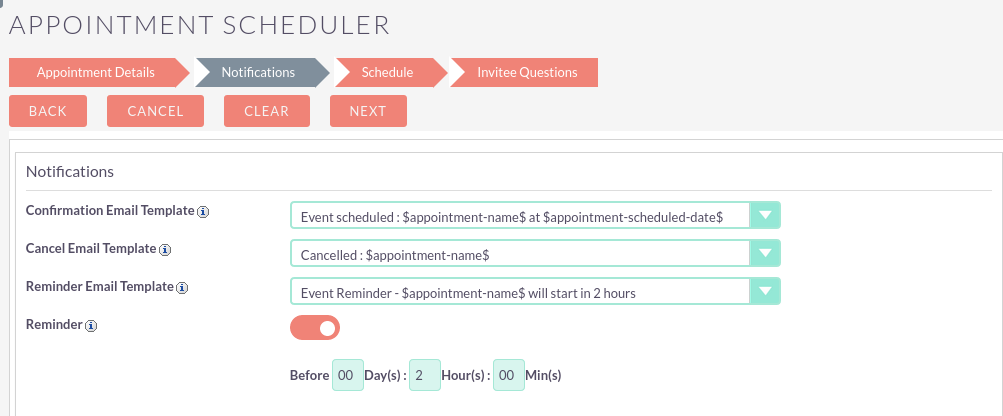 Appointment Scheduler add-on for SuiteCRM email template
