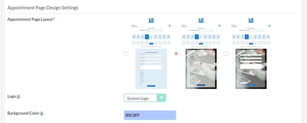 Appointment Scheduler add-on for SuiteCRM appointment page selection