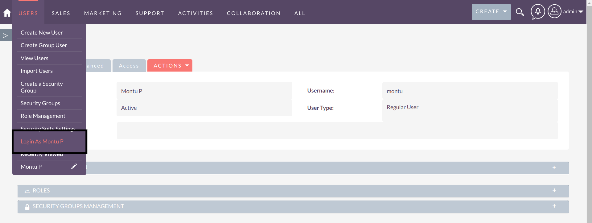 Sudo Login for SuiteCRM login as another user