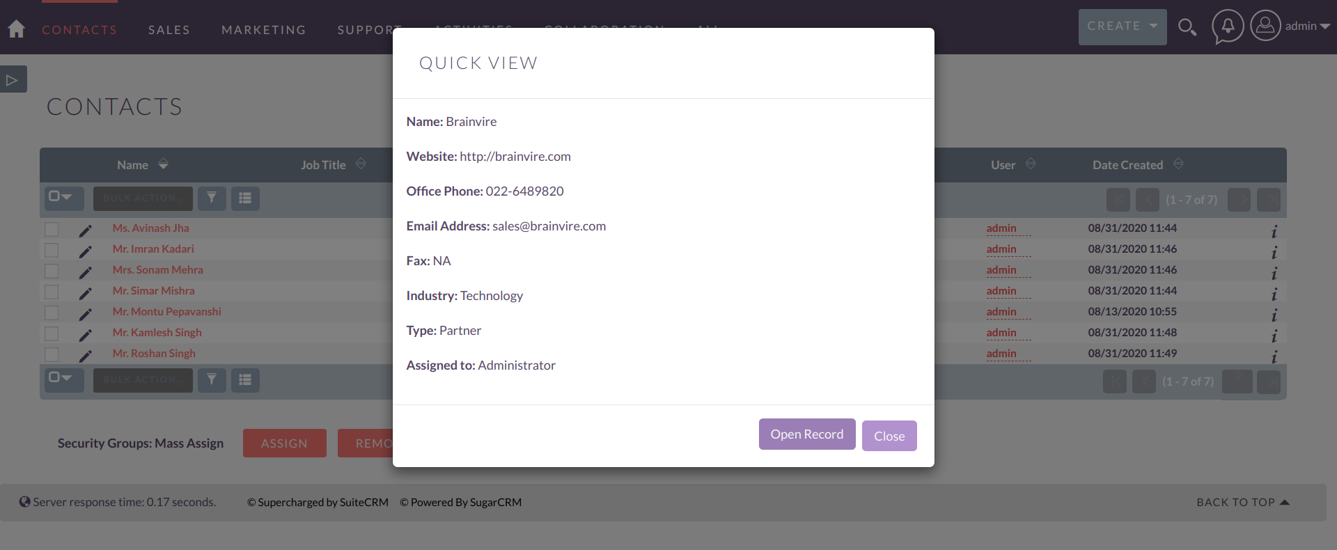 Relate Quickview add-on for SuiteCRM List View