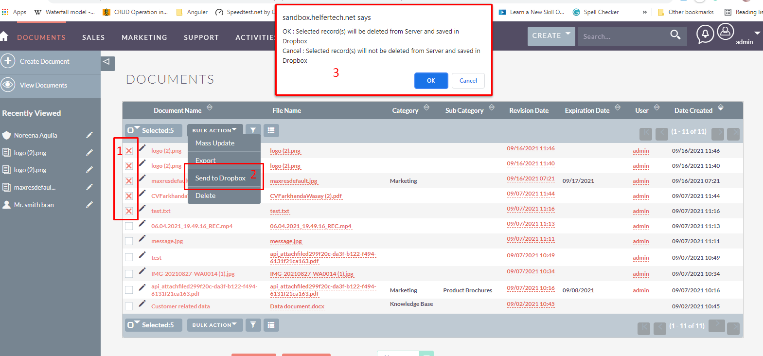 Dropbox Integration for SuiteCRM ListView