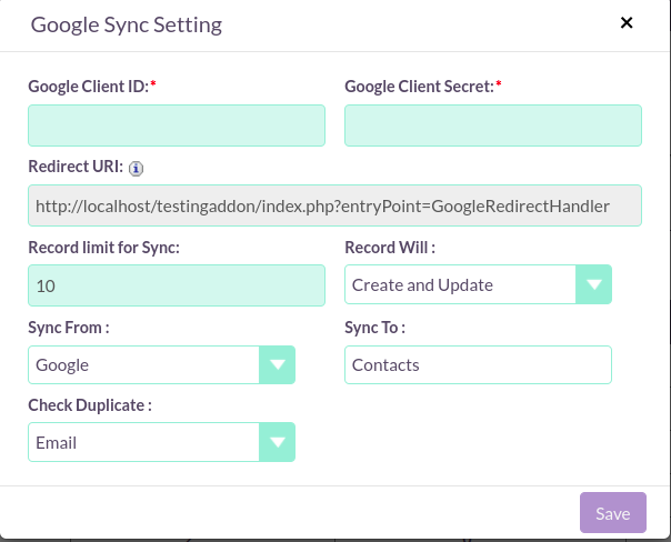 Google Contact Sync add-on for SuiteCRM