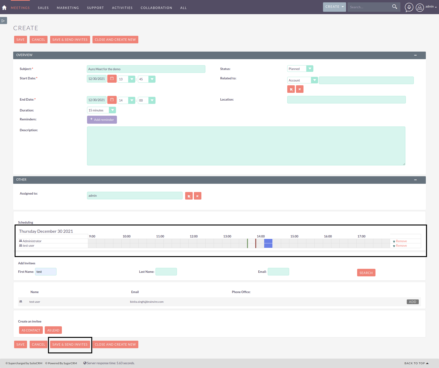 Jitsi Meet add-on for SuiteCRM create meeting