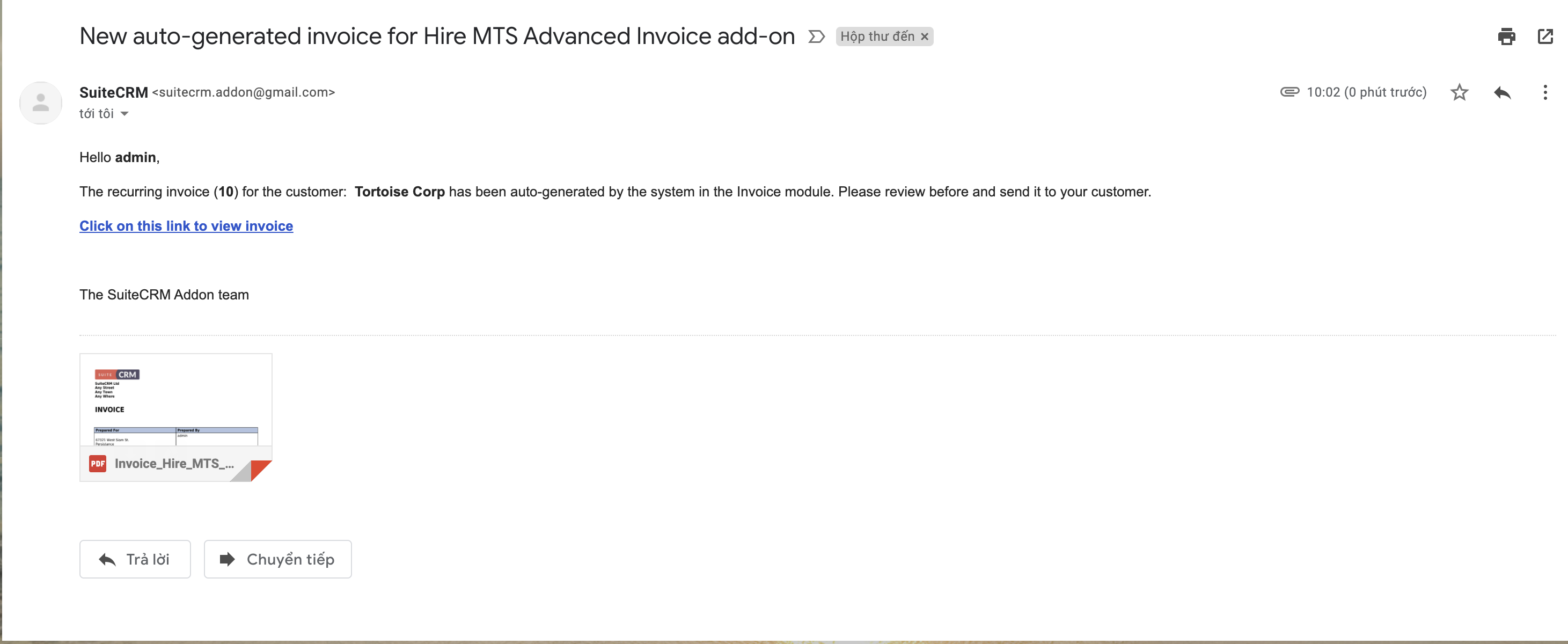 MTS Advanced Invoice add-on for SuiteCRM auto-generated