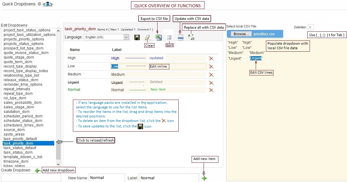 Dropdown List Editor in SuiteCRM