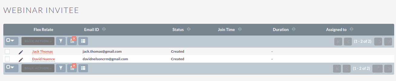 SuiteCRM Zoom Webinar Integration webinar records