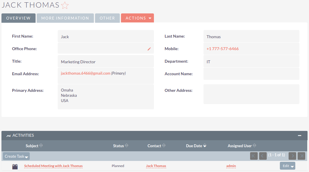 YouCanBookMe Integration for SuiteCRM contacts detail