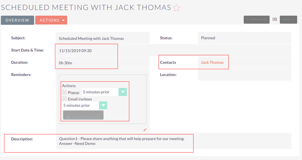 YouCanBookMe Integration for SuiteCRM create meeting