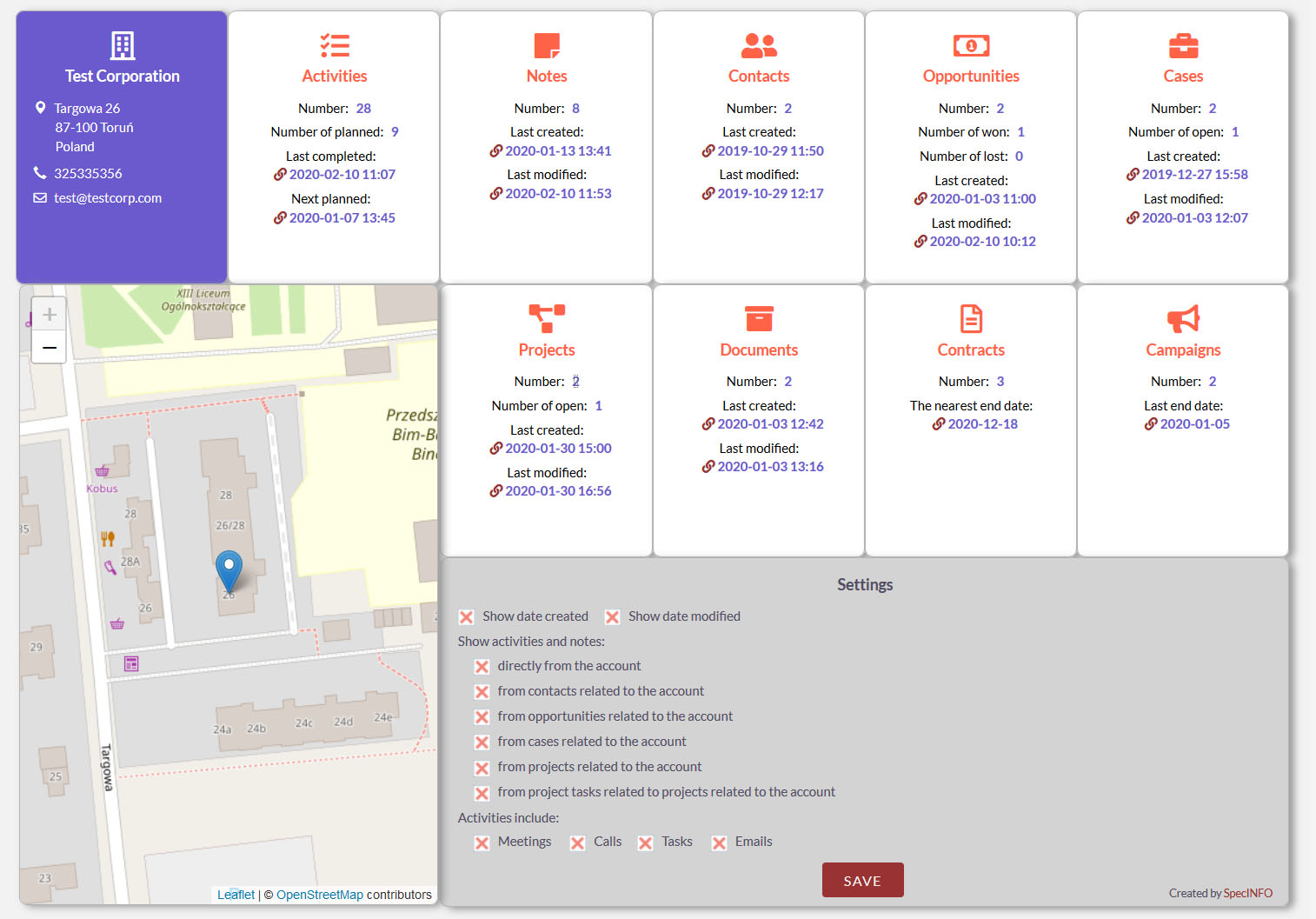 Account 360-Degree View solution for SuiteCRM