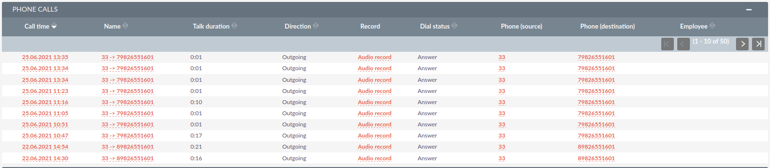 Any Telephony Connector for SuiteCRM call history