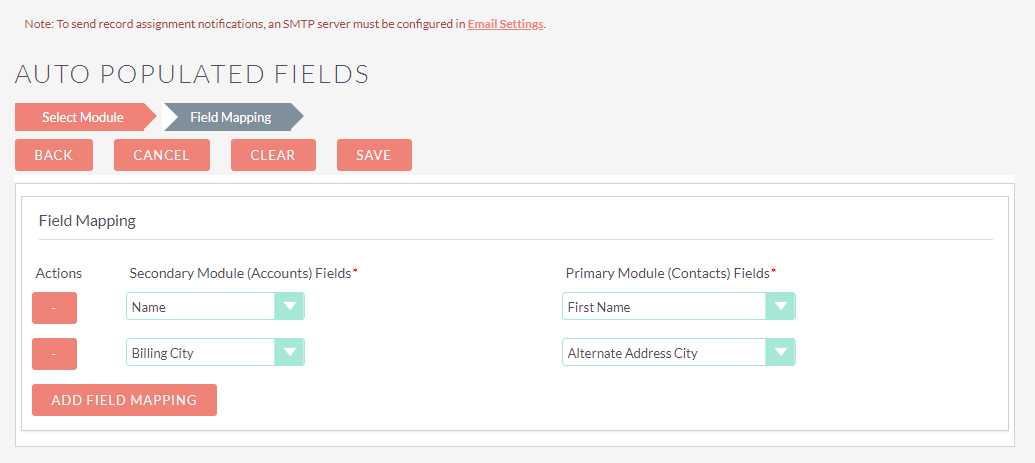 Select Fields to Map