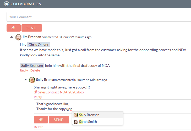 Collaboration add-on for SuiteCRM user mentions