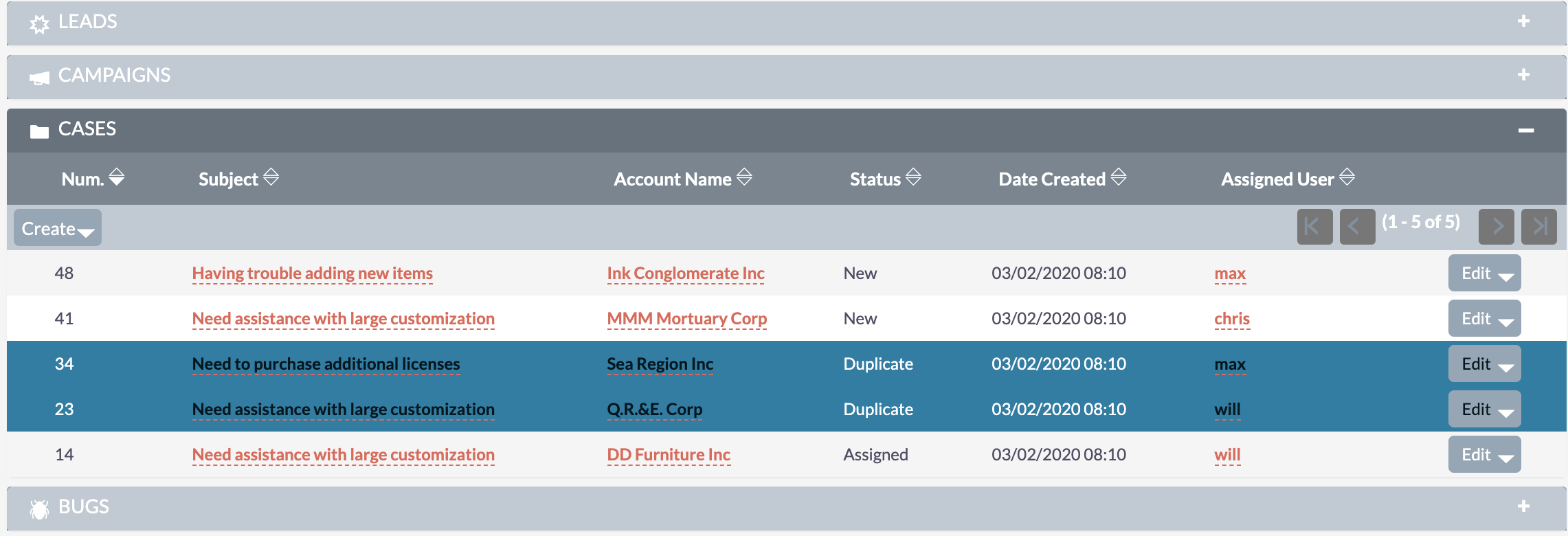 Colors for SuiteCRM Subpanel View