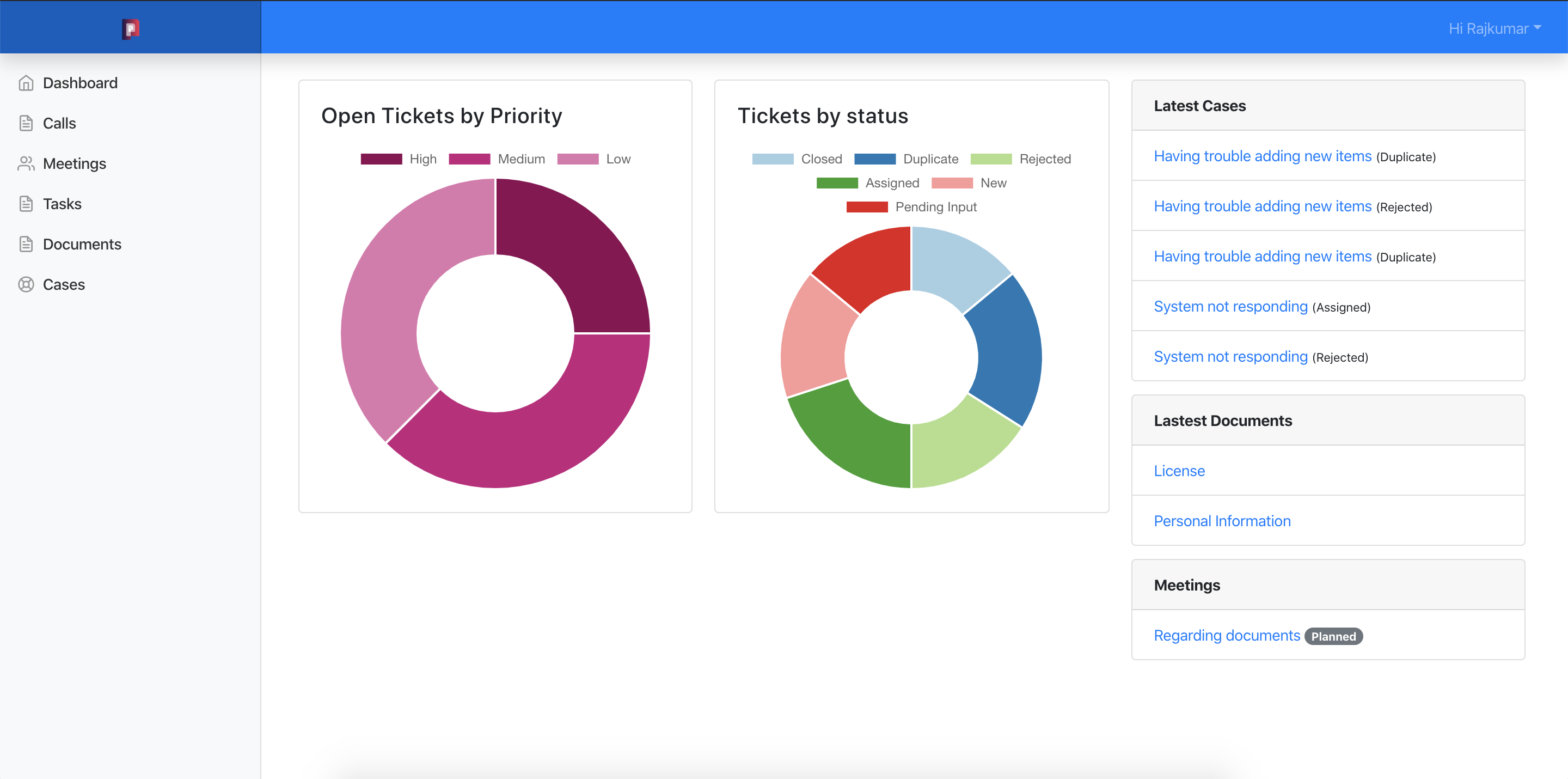 Customer Portal for SuiteCRM dashboard