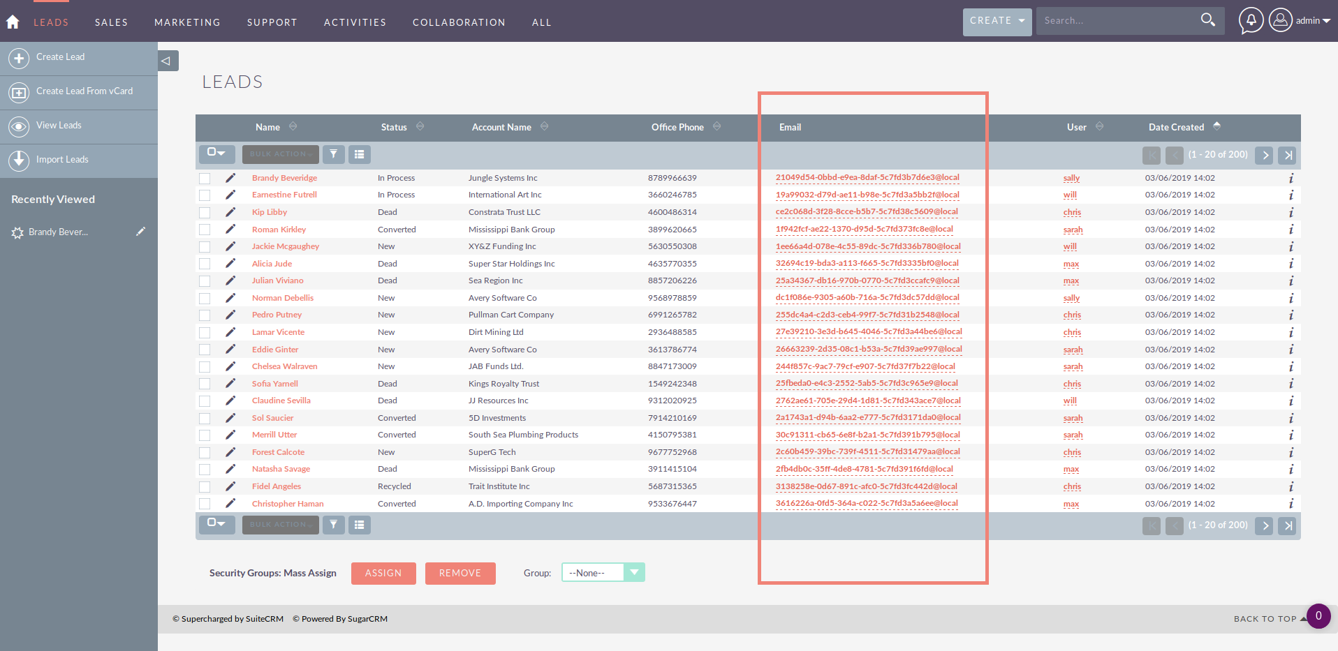 Anonymize Sensitive SuiteCRM Data