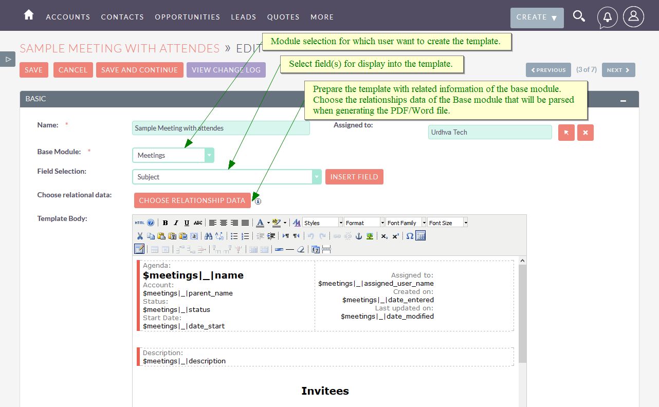 Doc Template Editor in SuiteCRM