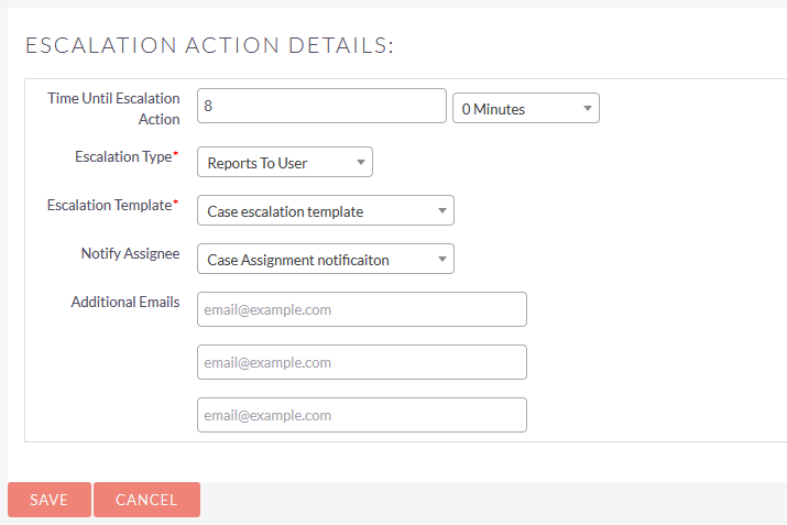 Escalation Management add-on for SuiteCRM action details