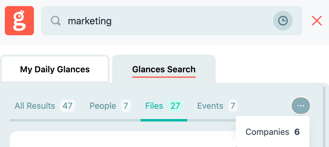Using Glances search filter