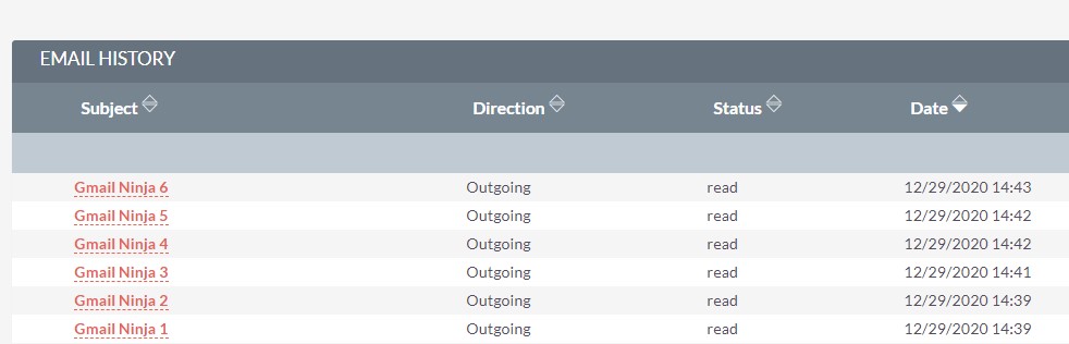 Gmail Ninja for SuiteCRM view email history