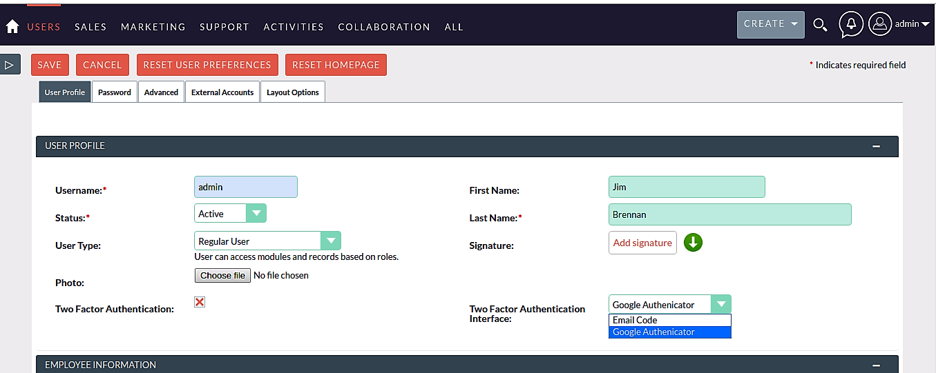 Google Authentication for SuiteCRM code entry