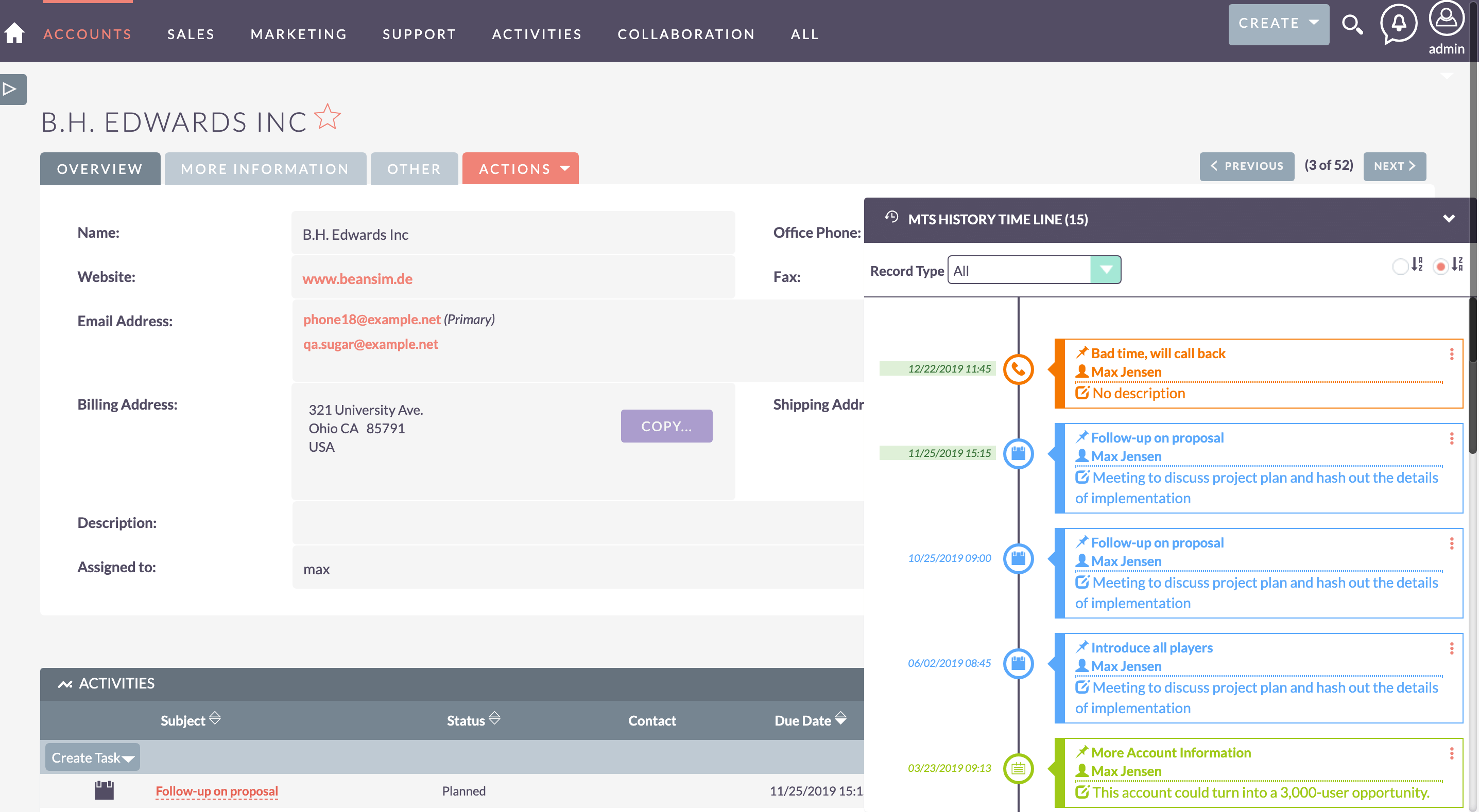 SuiteCRM Timeline View