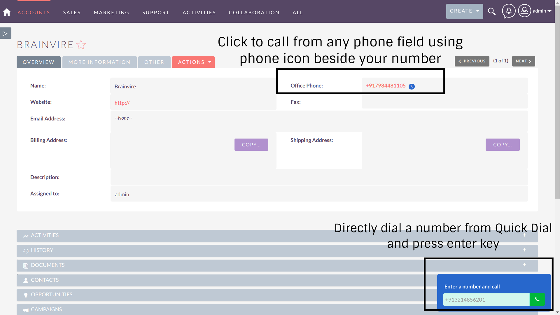 Jive Click to Call integration for SuiteCRM click to make calls