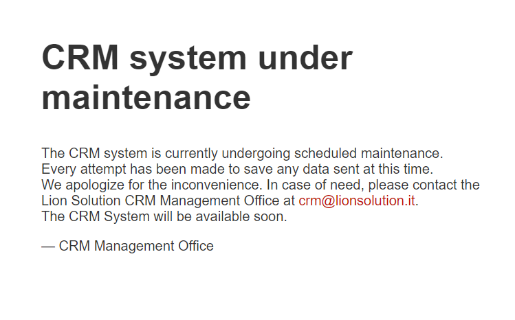Maintenance Mode for SuiteCRM down for maintenance page