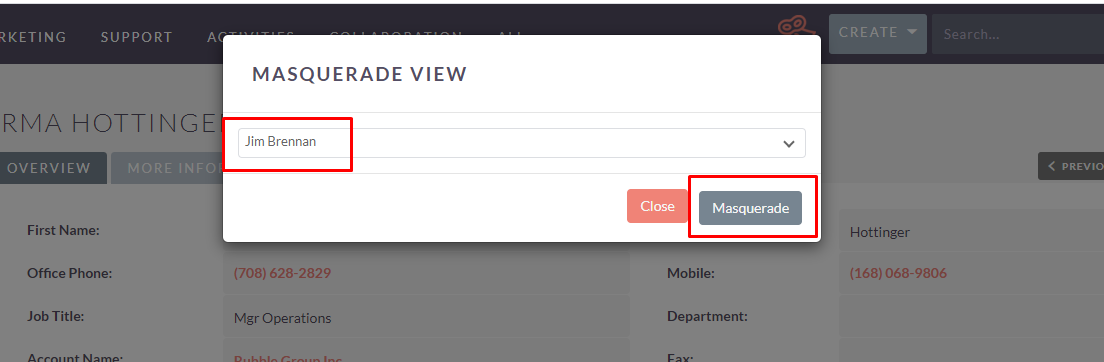 Masquerade Switch User add-on for SuiteCRM switch user