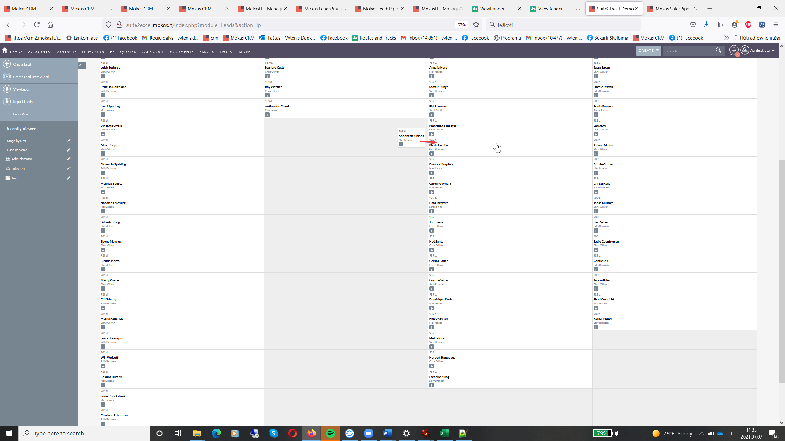 Mokas LeadsPipe for SuiteCRM drag and drop