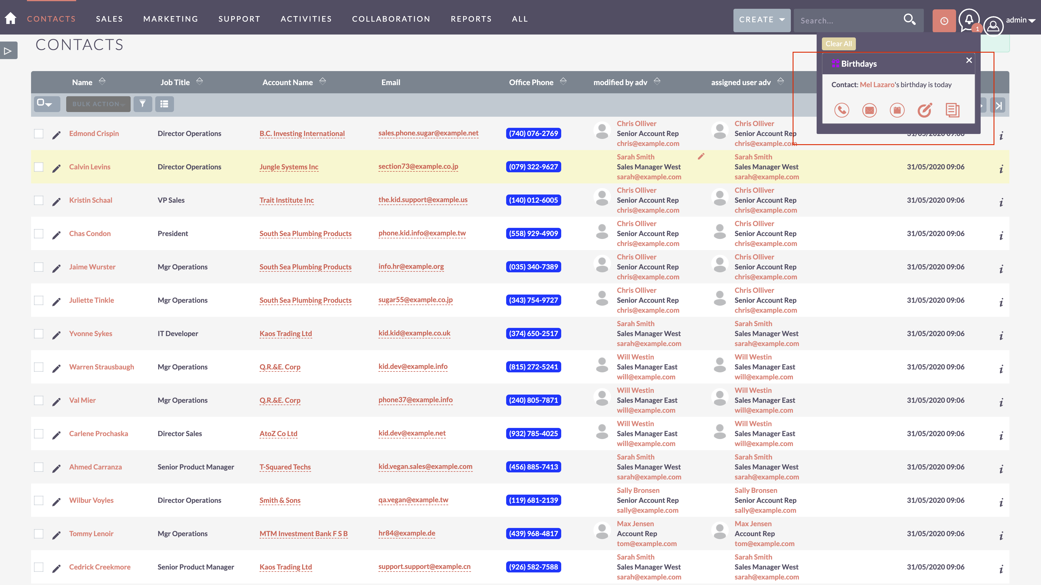 MTS Birthday Reminder add-on for SuiteCRM